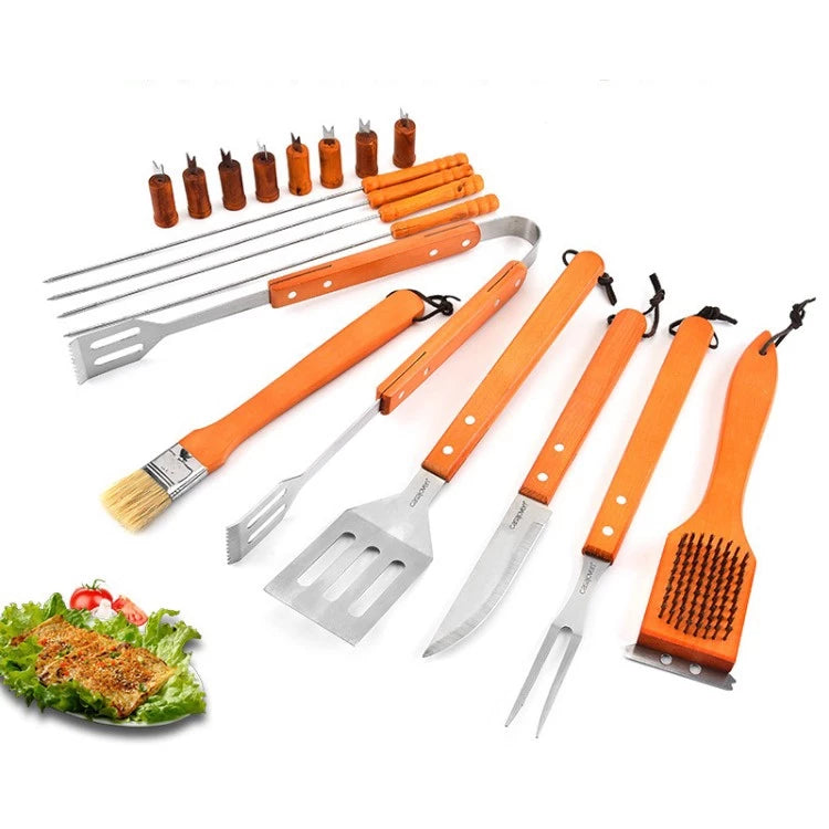 Kit Churrasco Maleta 18pc Acoinox Cabo Madeira