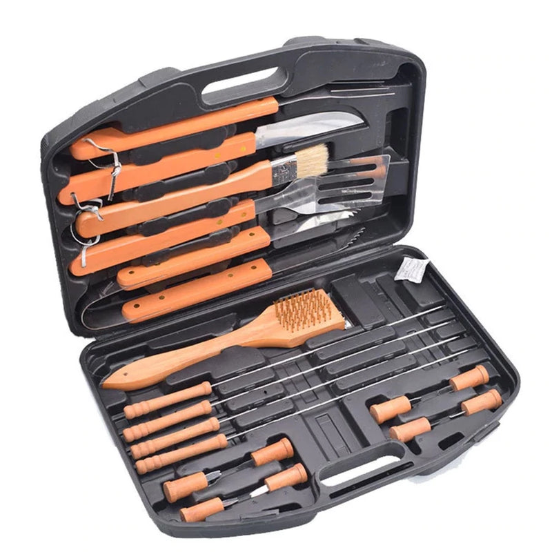 Kit Churrasco Maleta 18pc Acoinox Cabo Madeira