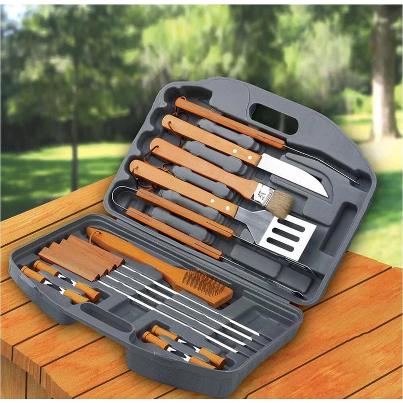 Kit Churrasco Maleta 18pc Acoinox Cabo Madeira