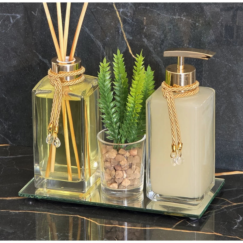 Kit Banheiro Lavabo de luxo Completo Com Essencia e Sabonete Liquido Presente Casamento Noivado Casa Nova