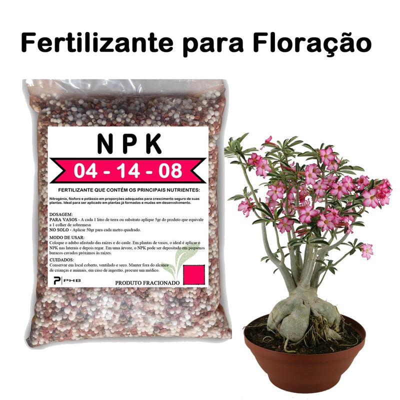 Fertilizante NPK 04-14-08 - Para Rosas do deserto e floração.